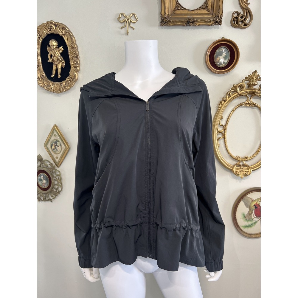 Lululemon Dark Gray Hooded Athletic Jacket Size 8
